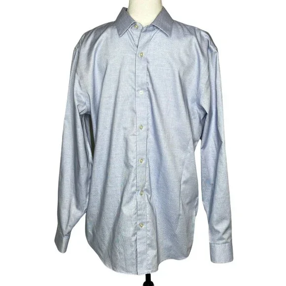 banana republic standard fit non iron dress shirt Blue Hairline Stripe dress shirt with Regent Collar and 3-Button Cuffs